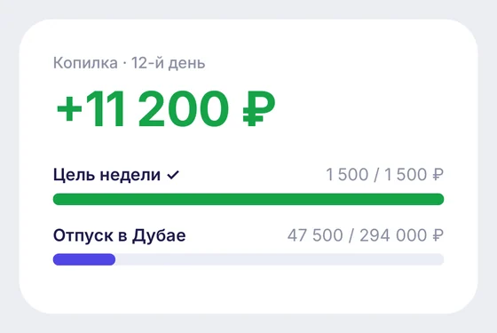 Копилка: прогресс к цели каждый день
